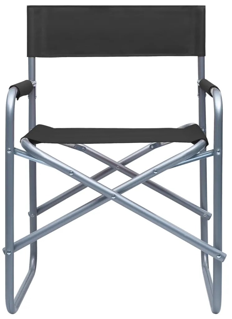 Cadeiras de realizador 2 pcs aço preto