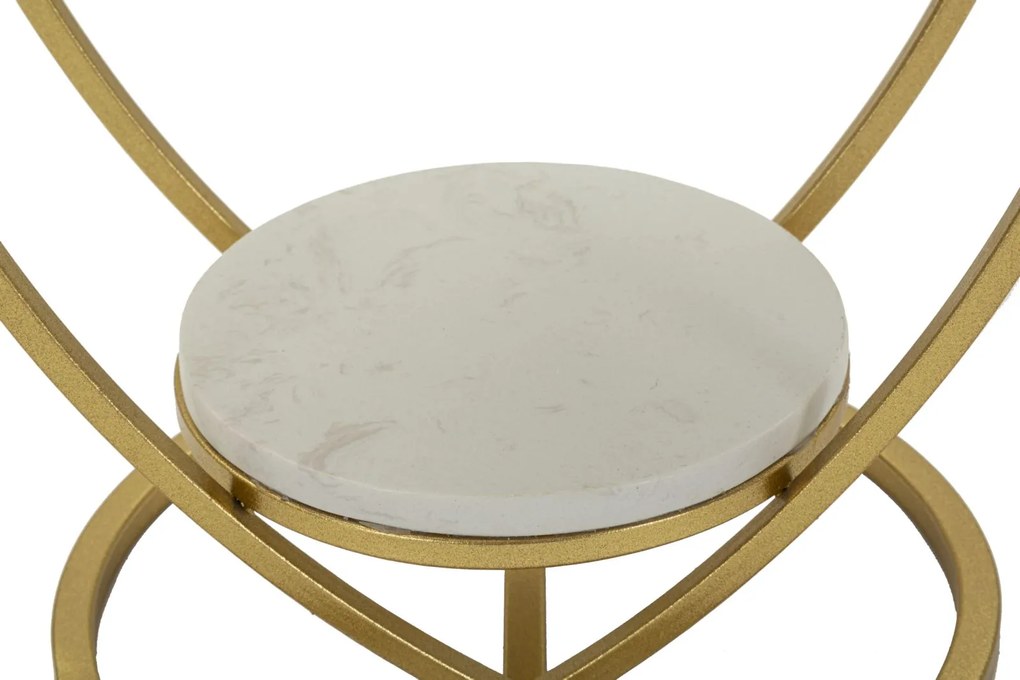 MESA DE APOIO CORAÇ CM Ø 40X45,5 DOURADO E BRANCO