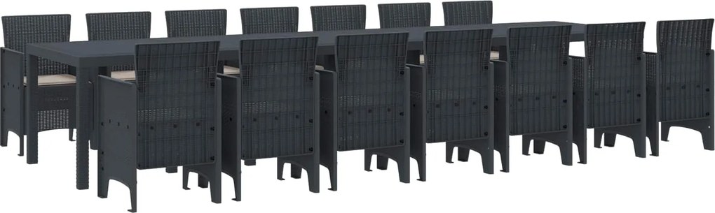 vidaXL Conjunto de Jantar para Jardim com Almofadas 15 pcs Antracite
