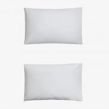 Pack De 2 Fronhas Em Algodão Percal De 180 Fios Lesia Branco & 50 X 75 Cm - Sklum