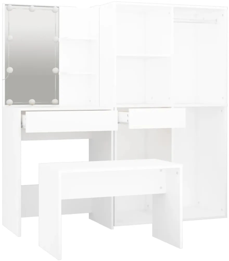 Conjunto toucador com LEDs madeira processada branco