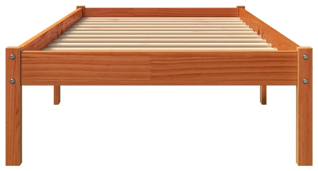 Cama sem colchão 100x200 cm pinho maciço castanho-mel