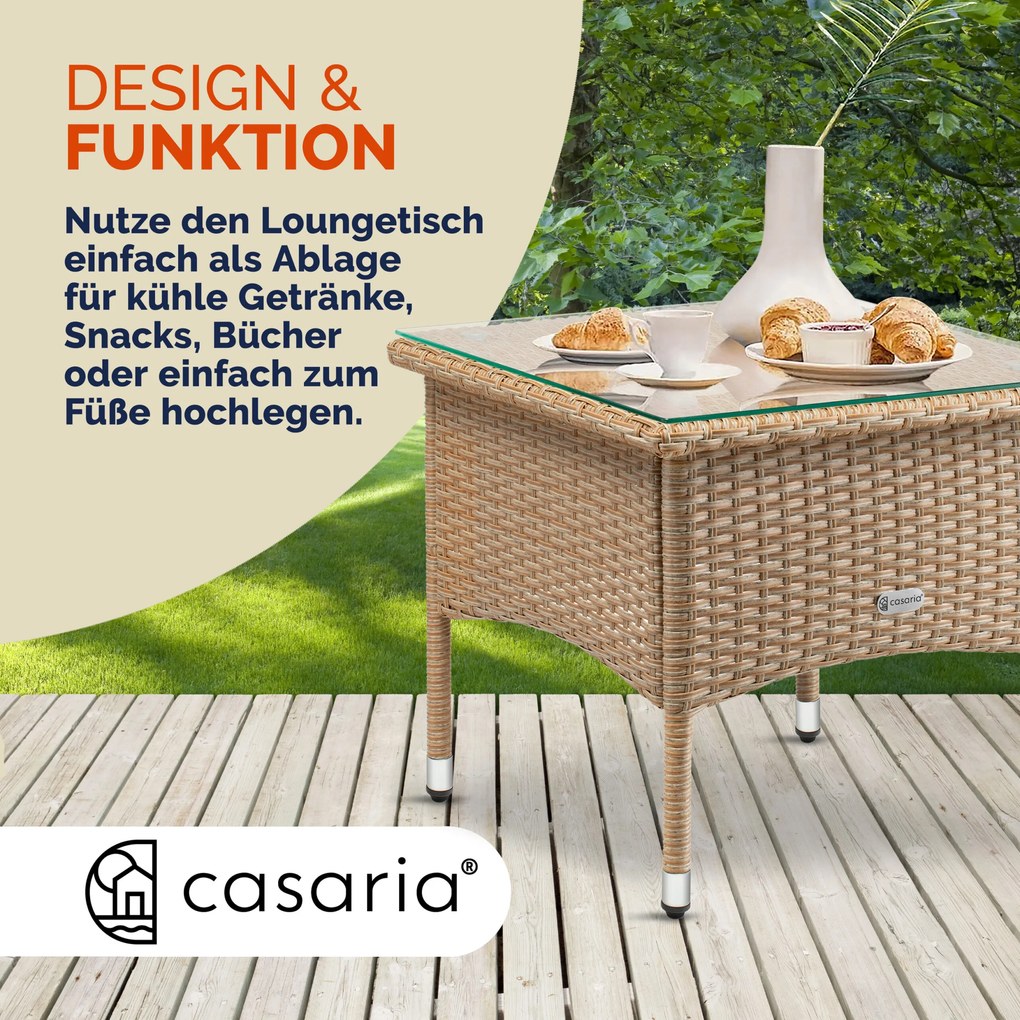 Mesa de apoio jardim Polyrattan 50x50x45cm cinzento-bege