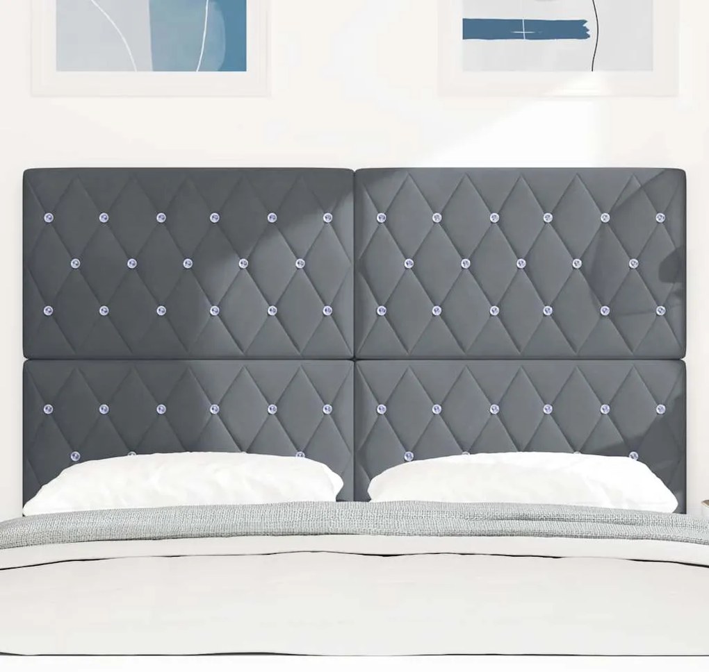 Cabeceira LED com luzes de tira LED Losangos com cabeceira Cinza Escur