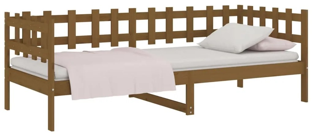 Sofá-cama 90x200 cm madeira de pinho maciça castanho mel