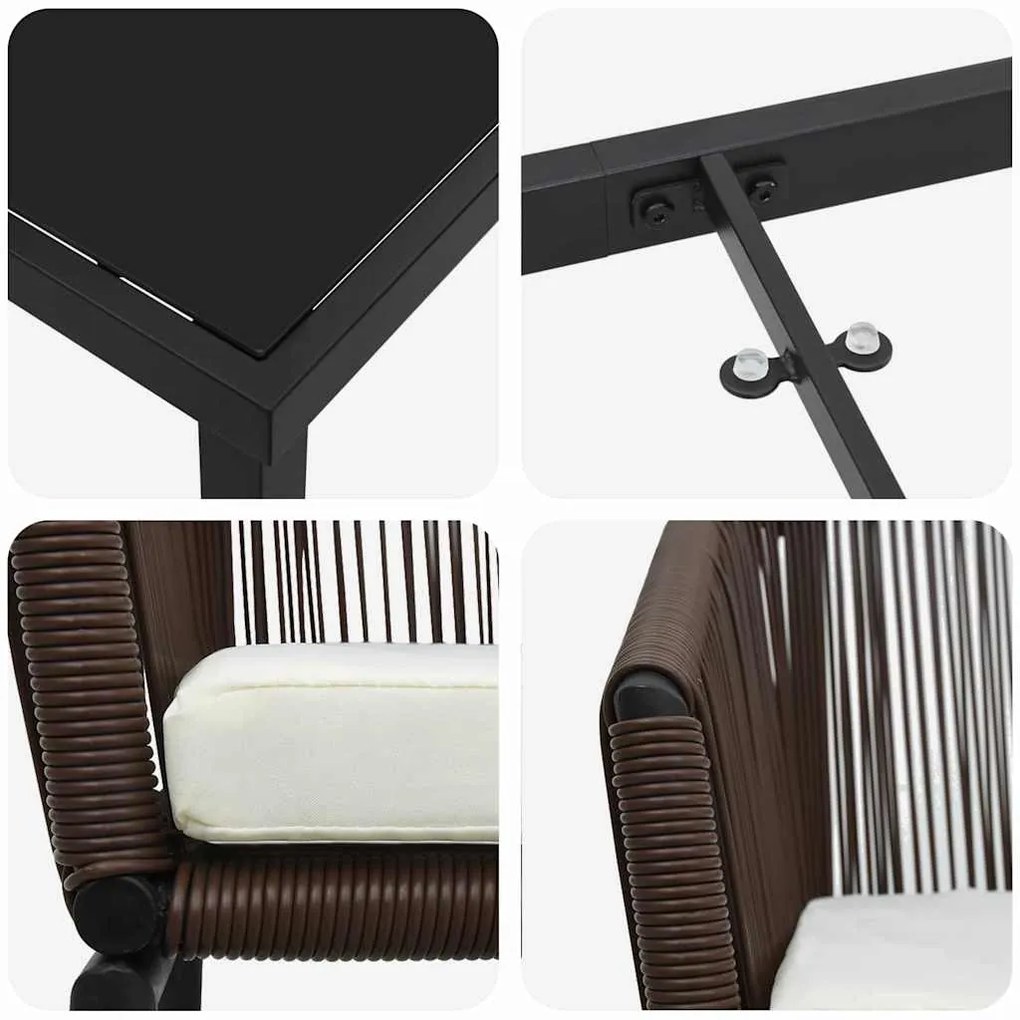 Conjunto de Jantar de Jardim com 5 Peças e Almofadas em Rattan de Poli