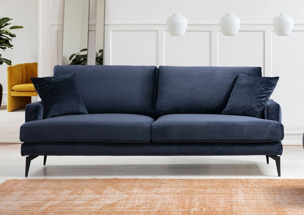 Sofá de 3 Lugares Papira – Azul Marinho – 205x90x88 cm