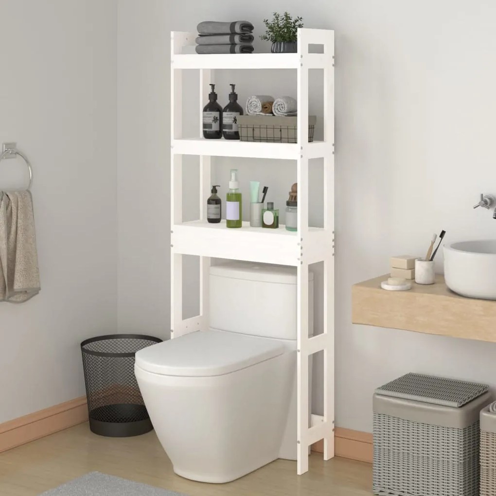 824659 vidaXL Toalheiro 63x26x171 cm madeira de pinho maciça branco
