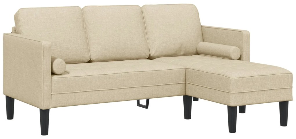 Sofá L de 3 Lugares vidaXL Creme 160 cm em Tecido
