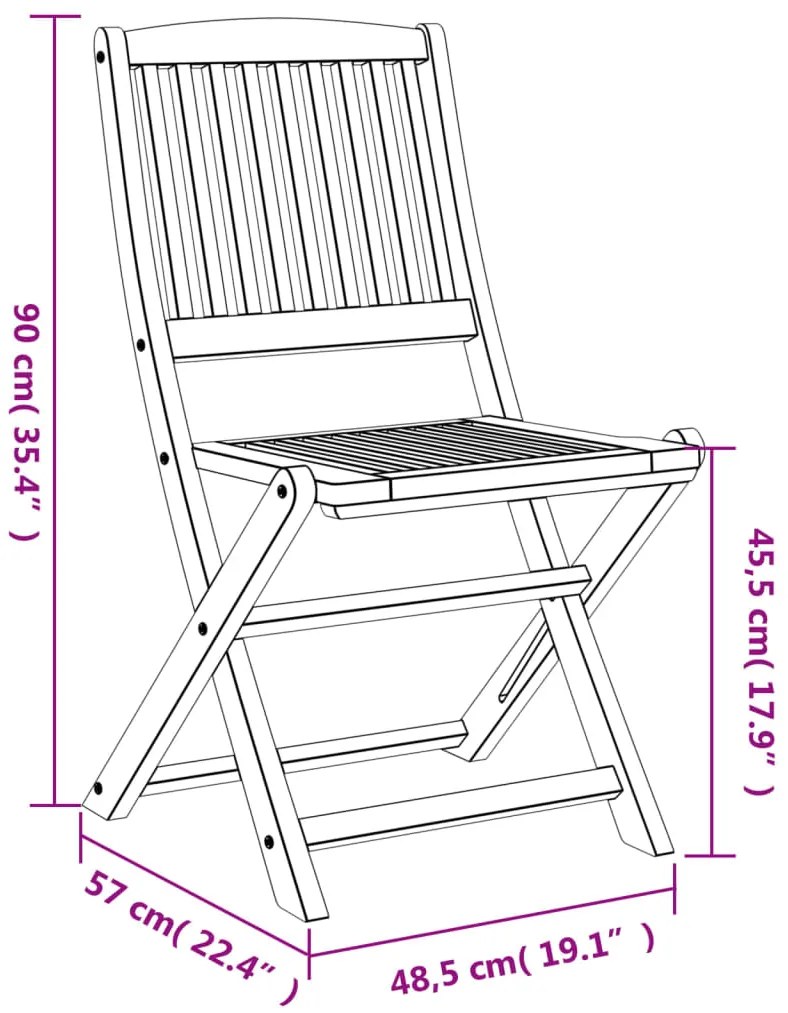 Cadeiras de jardim dobráveis 8 pcs 48,5x57x90 cm acácia maciça