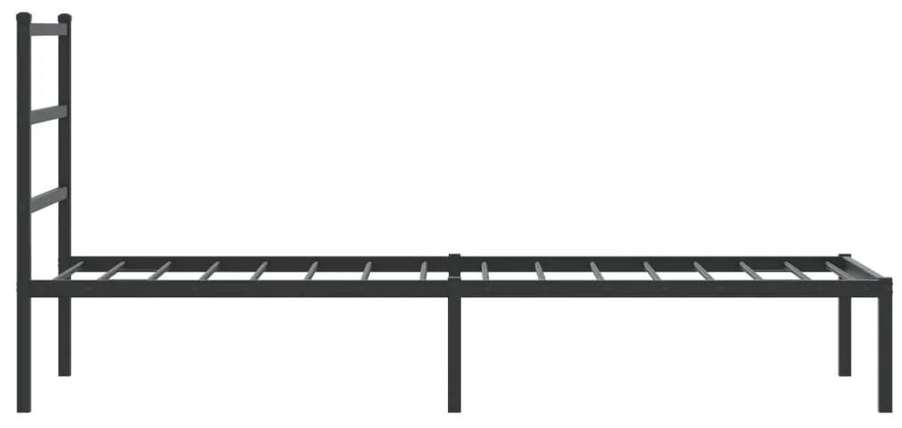 Estrutura de cama metal s/ colchão c/ cabeceira 75x190 cm preto
