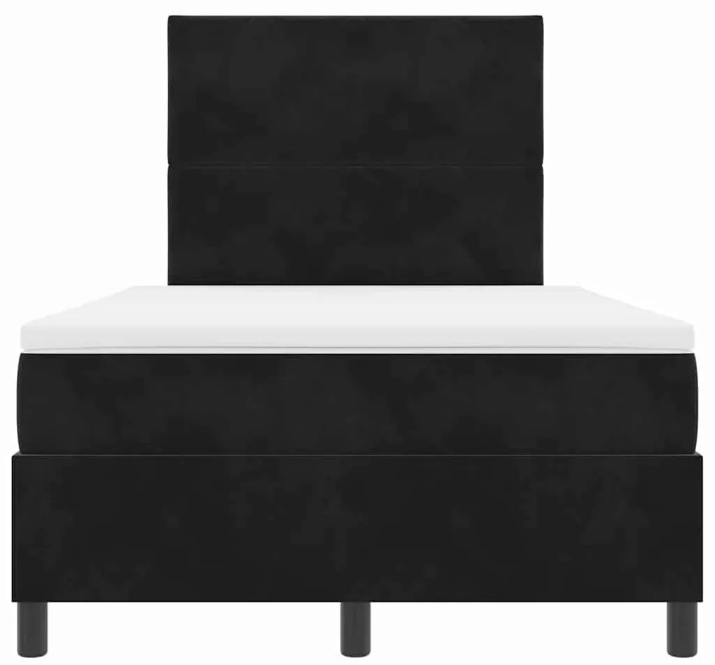 Cama Box Spring vidaXL com Colchão e LED Preto 120x190 cm Velvet