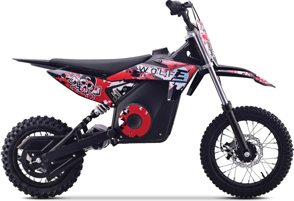 Mota Elétrica Infantil WOLF-E 1000W 36V com Bateria de Lítio, 3 Velocidades e Travões de Disco – Vermelha