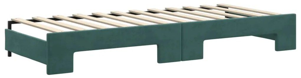 Sofá-cama c/ gavetão e colchões 80x200cm veludo verde-escuro
