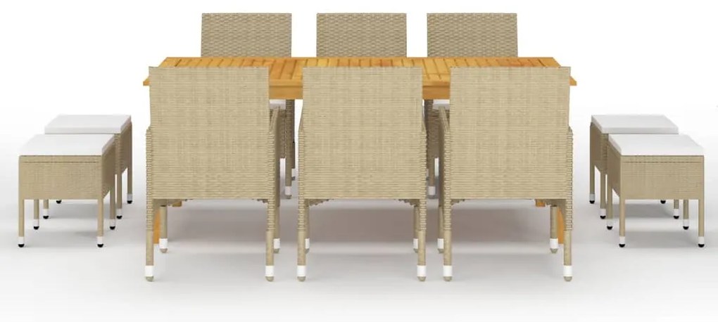 11 pcs conjunto de jantar para jardim bege