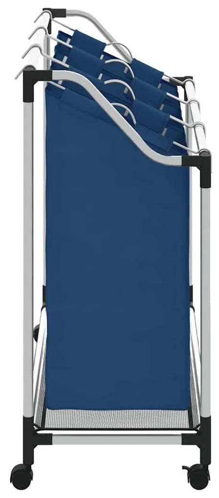 Separador de roupa suja com 3 sacos aço azul