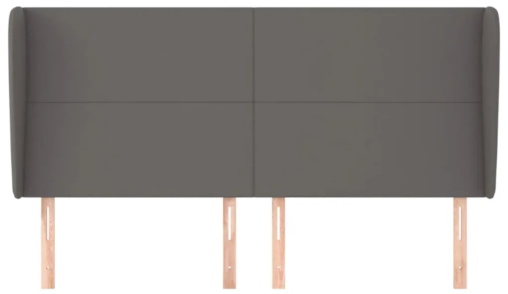 Cabeceira cama c/ abas couro artif. 163x23x118/128 cm cinzento