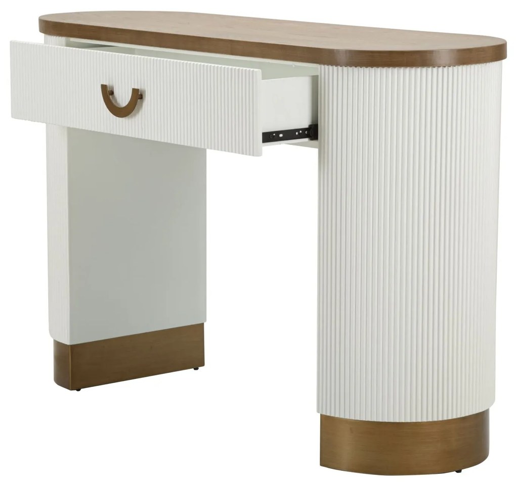 Consola de Entrada Tolosa com Gaveta – 121x40x78 cm – Branco, Castanho