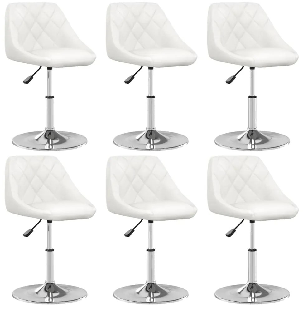 Cadeiras de jantar 6 pcs couro artificial branco
