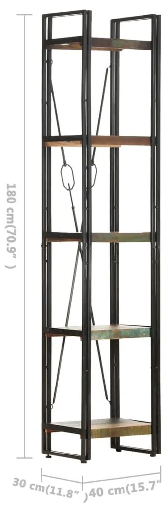 Estante c/ 5 prateleiras 40x30x180 cm madeira recuperada maciça