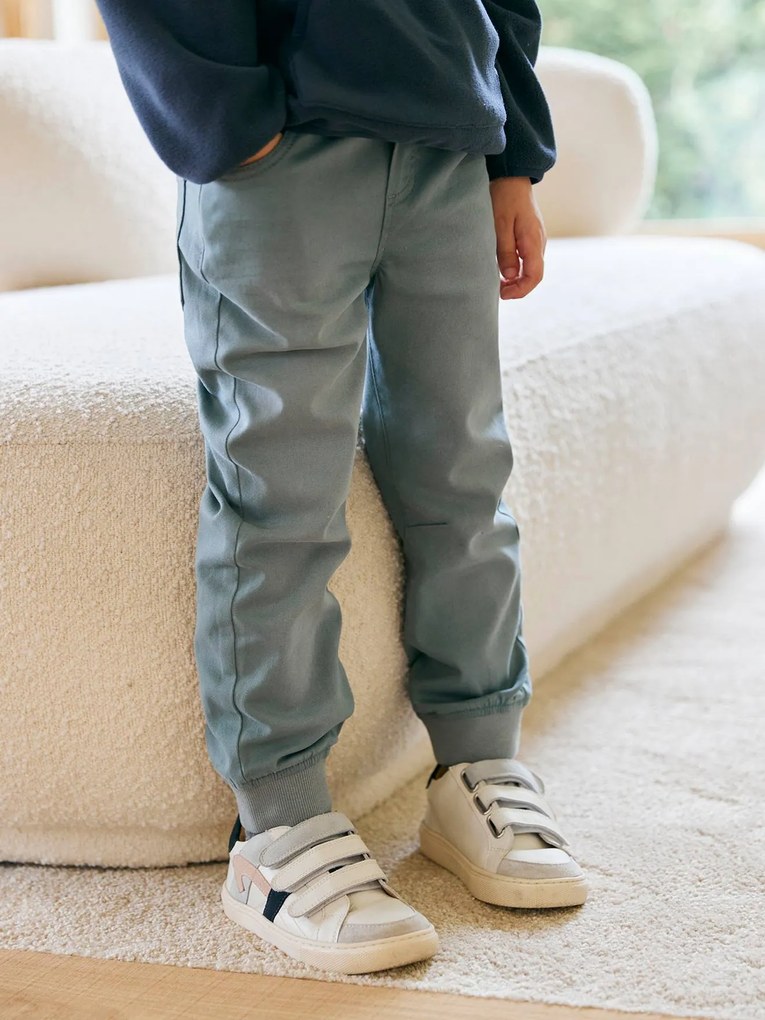 Calças jogger fáceis de vestir para menino azul-acinzentado