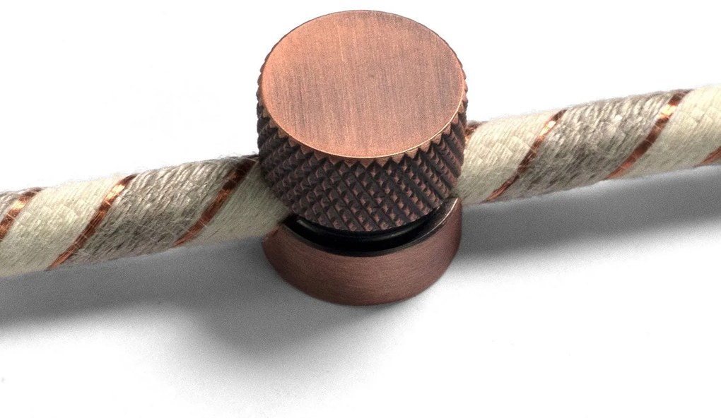 Sarè - Metal wall fairlead fixing for textile cable - Brushed copper