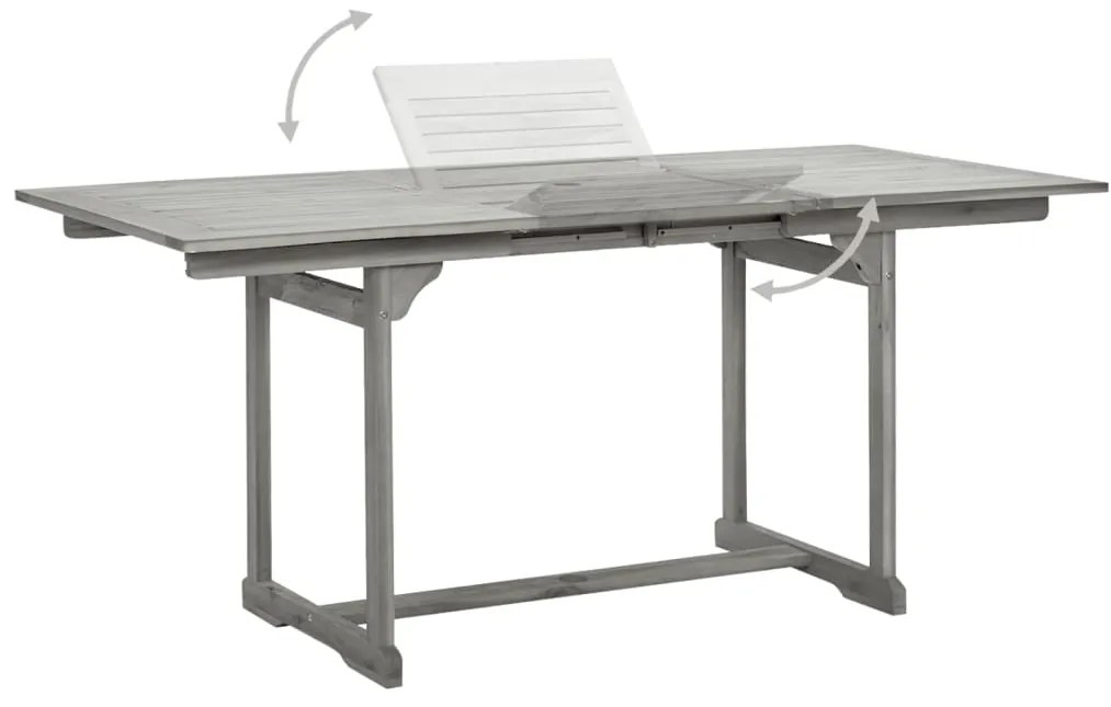 Mesa de jantar p/ jardim (120-170)x80x75 cm acácia maciça