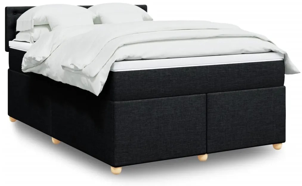 Cama com molas/colchão 140x200 cm tecido preto
