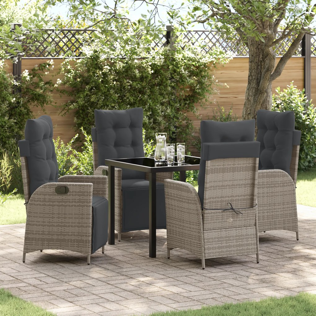 vidaXL Conjunto de 5 Peças para Jantar de Jardim Cinza Vime PE