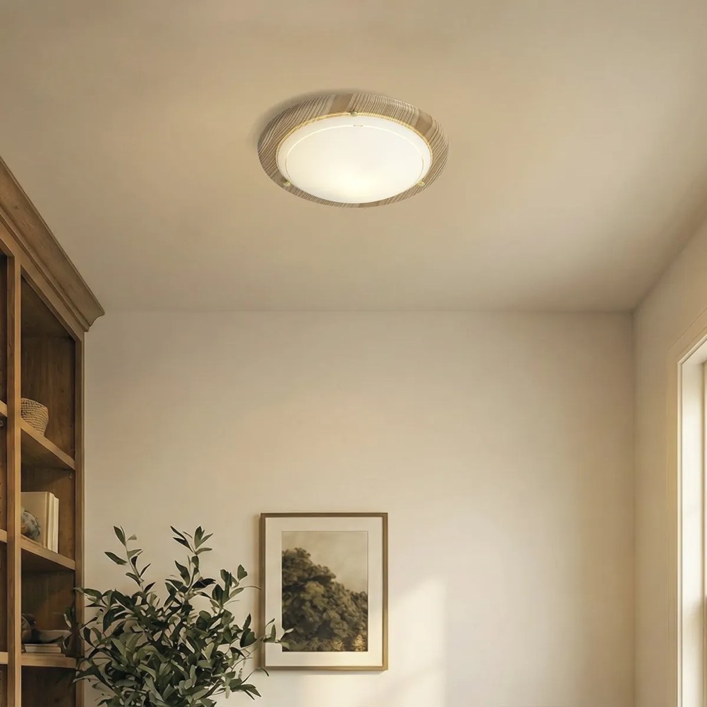 Plafon Clássico Natural com Vidro Branco - Mesiac