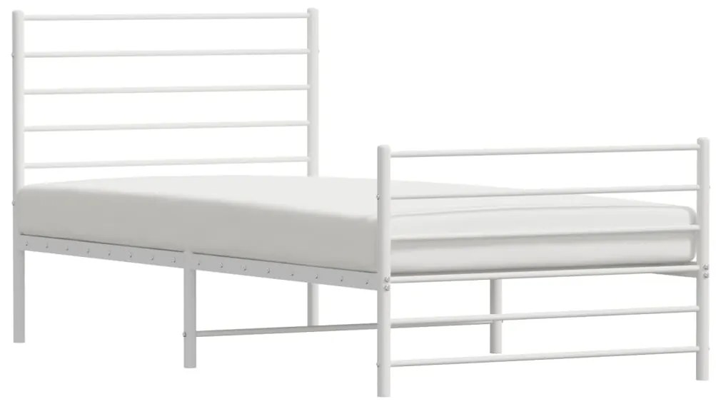 Estrutura de cama com cabeceira e pés 100x200 cm metal branco