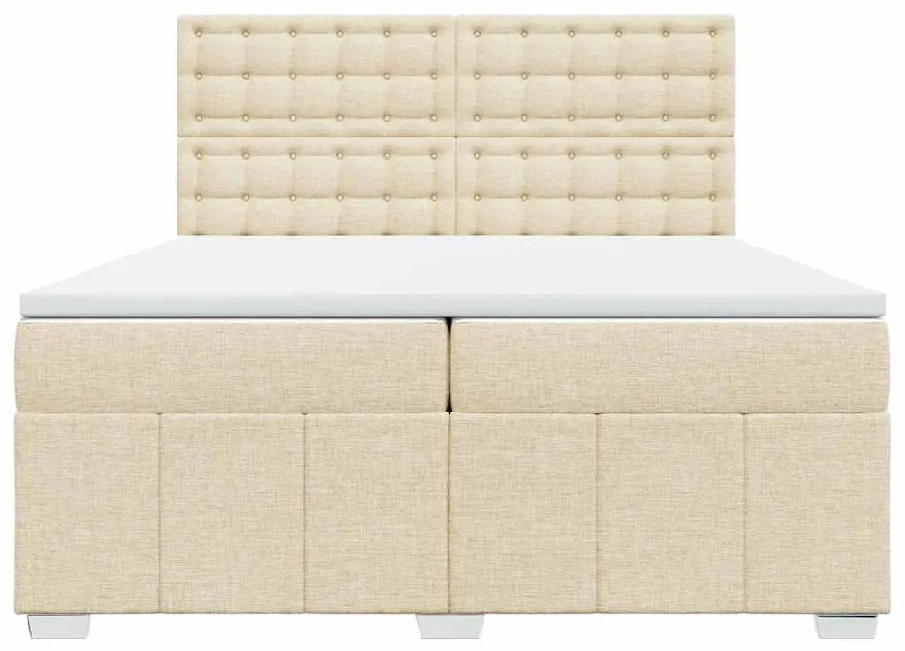 Cama com molas/colchão 200x200 cm tecido cor creme