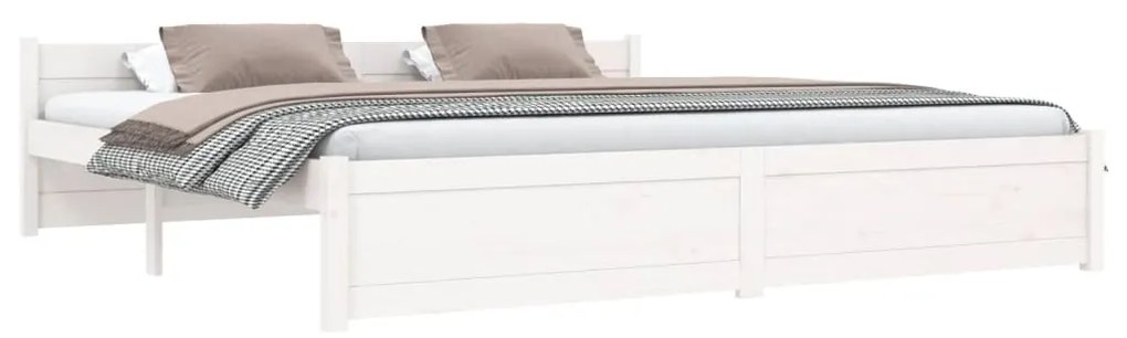 Estrutura de cama super king pinho maciço 180x200 cm branco