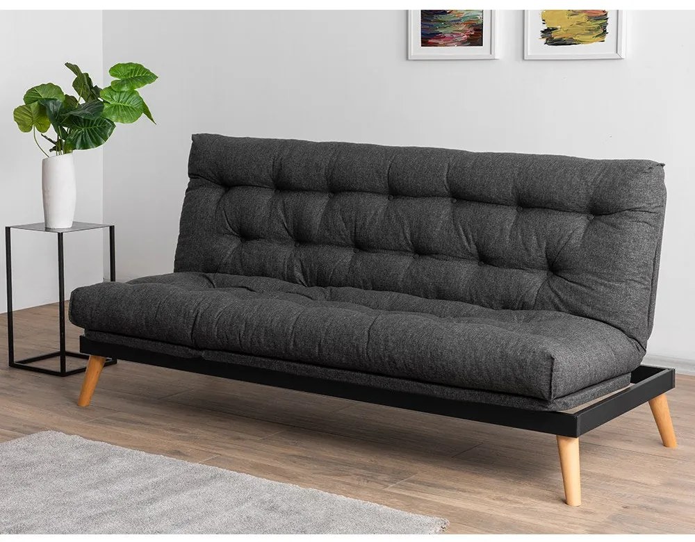Sofá-cama de 3 Lugares Saki – Cinzento Escuro – 185x92x82 cm