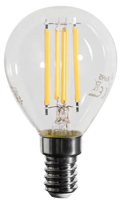 Set van 5 E14 dimbare LED lampen filament G45 helder 4W 470 lm 2700K