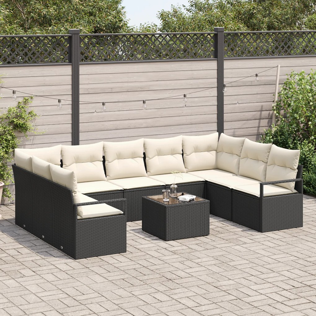 Conjunto de Sofás de Jardim vidaXL de 9 Peças com Almofadas de Rattan