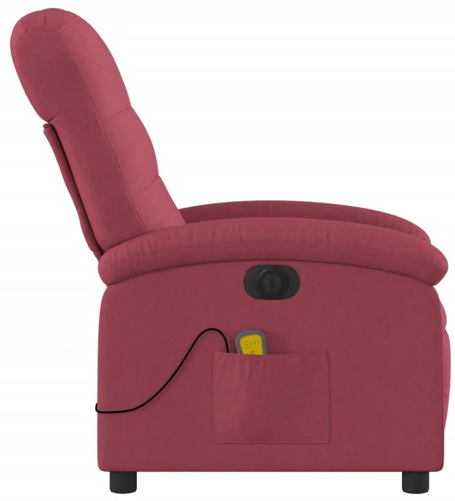 Poltrona reclinável de massagens elétrica tecido vermelho tinto
