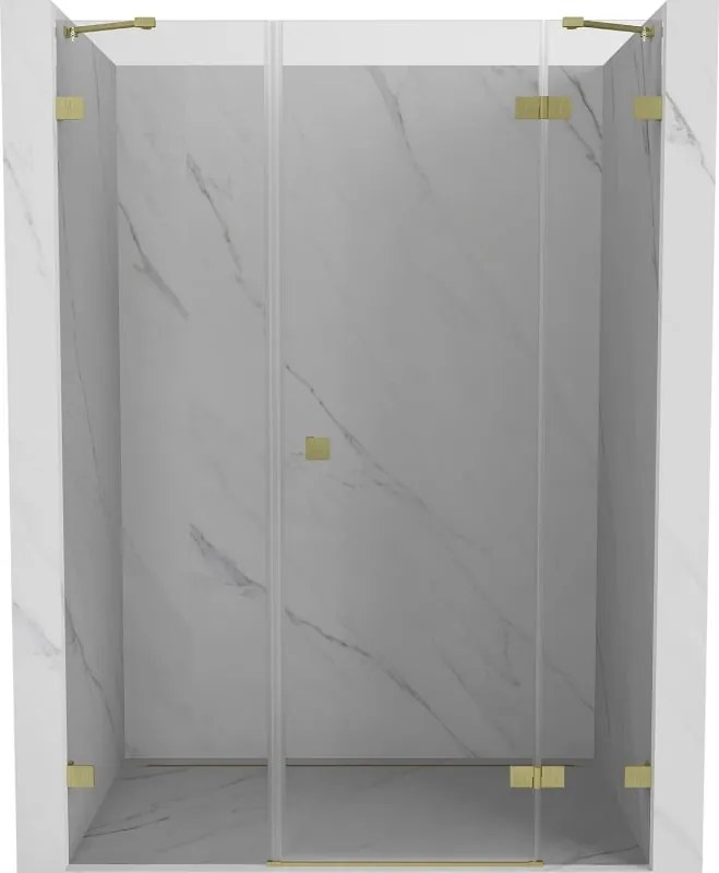 Mexen Lunar porta de duche de abrir direita 140 cm, transparente, dourado escovado - 834S-140-050-55-00-P