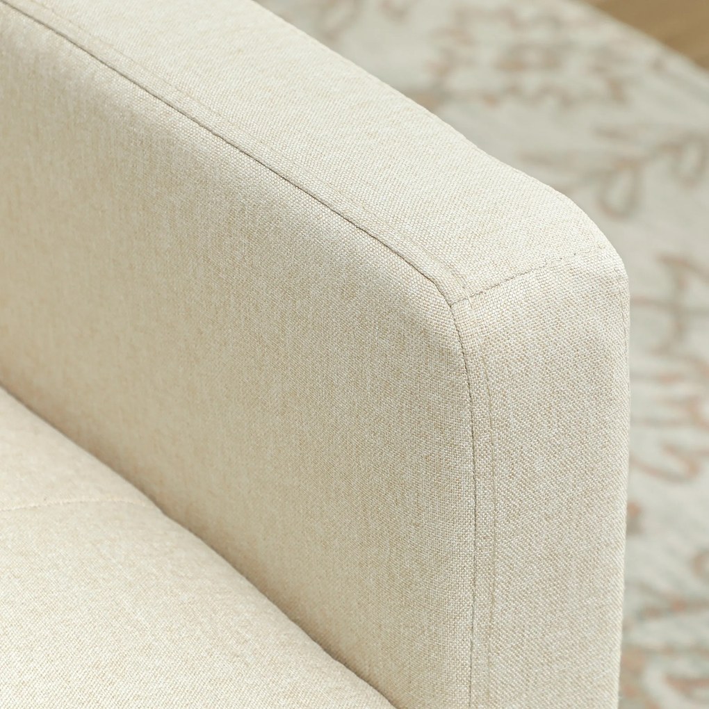 Sofá Cama Individual Poltrona com 4 Rodas Encosto Reclinável Almofada Extra e Assento Acolchoado 69x82,5x84 cm Bege