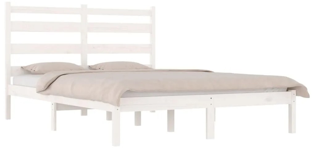 Estrutura de cama 140x190 cm madeira de pinho maciça branco