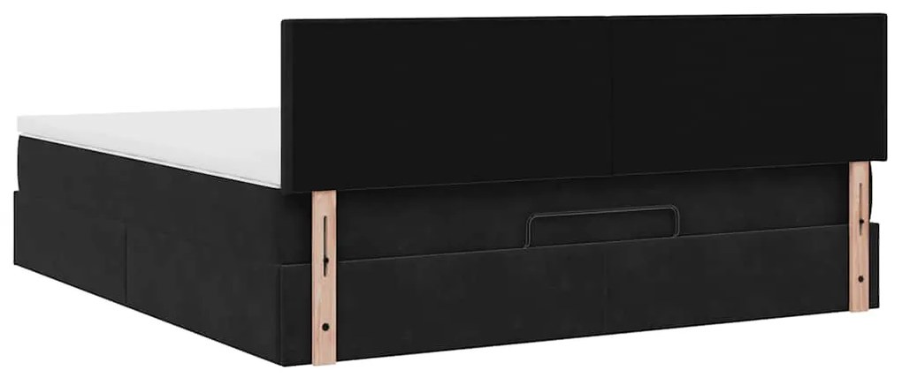 Estrutura de cama otomana com colchão 160x200 cm veludo preto