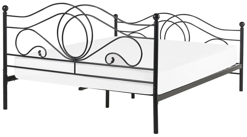 Cama de casal em metal preto 160 x 200 cm LYRA Beliani