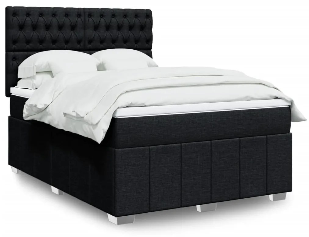Cama com molas/colchão 140x190 cm tecido preto