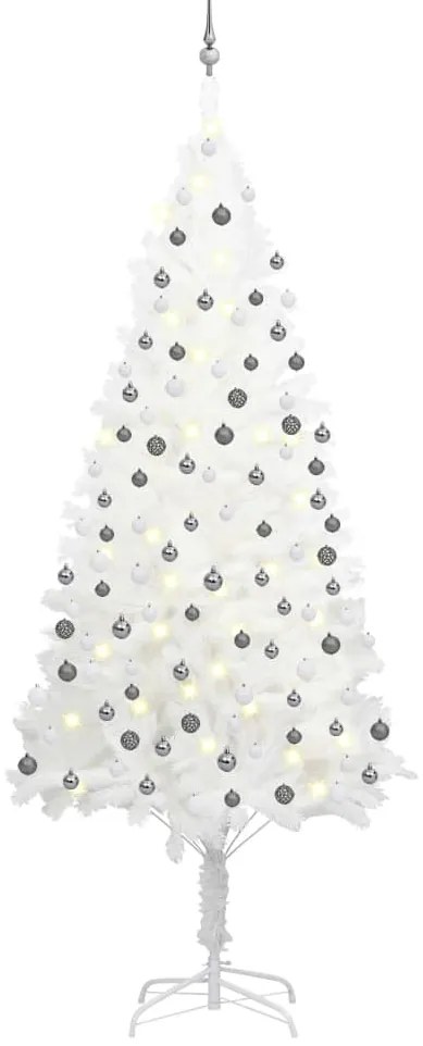 Árvore Natal artificial pré-iluminada c/ bolas branco