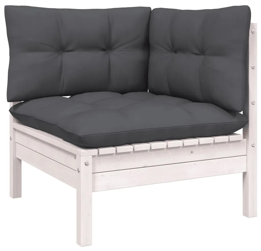 8 pcs conjunto lounge de jardim c/ almofadões pinho branco