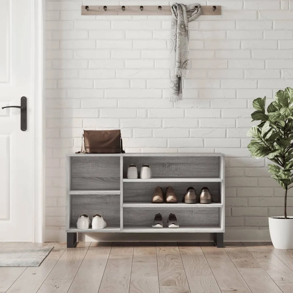 vidaXL Sapateira 102x36x60 cm derivados de madeira cinzento sonoma