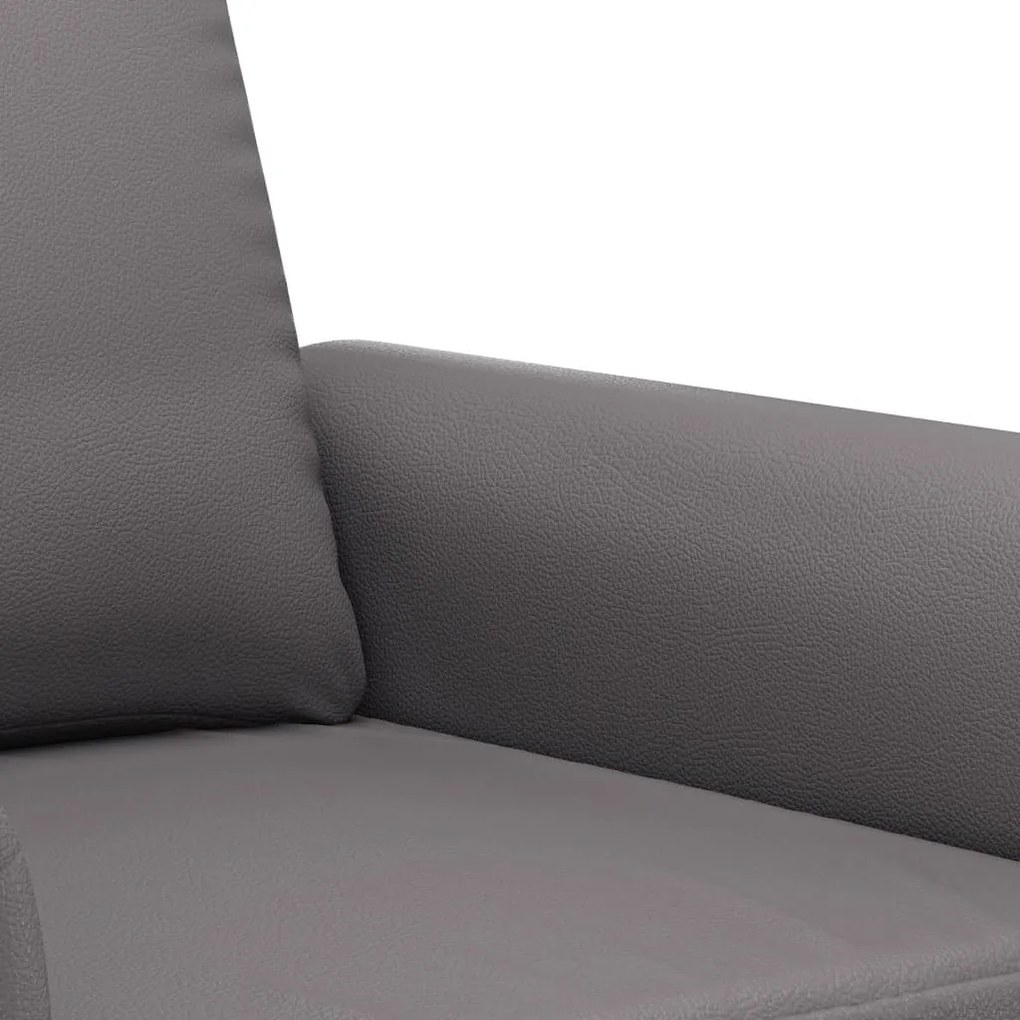 2 pcs conjunto de sofás c/ almofadões couro artificial cinzento
