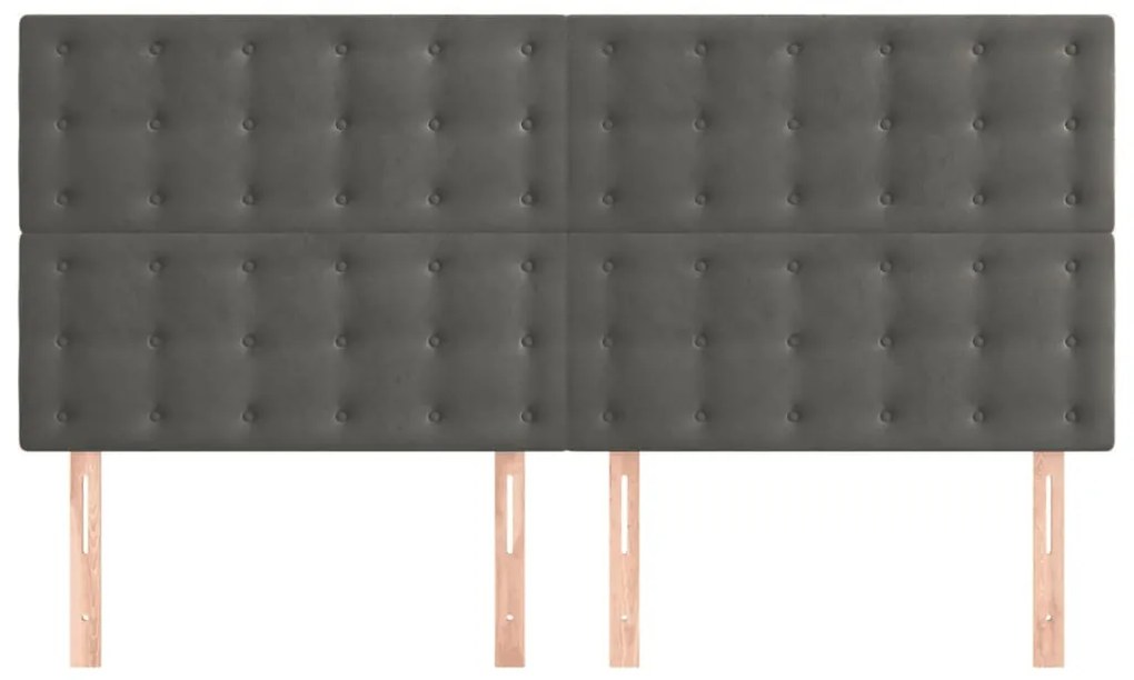 Cabeceira de cama 4 pcs veludo 100x5x78/88 cm cinzento-escuro