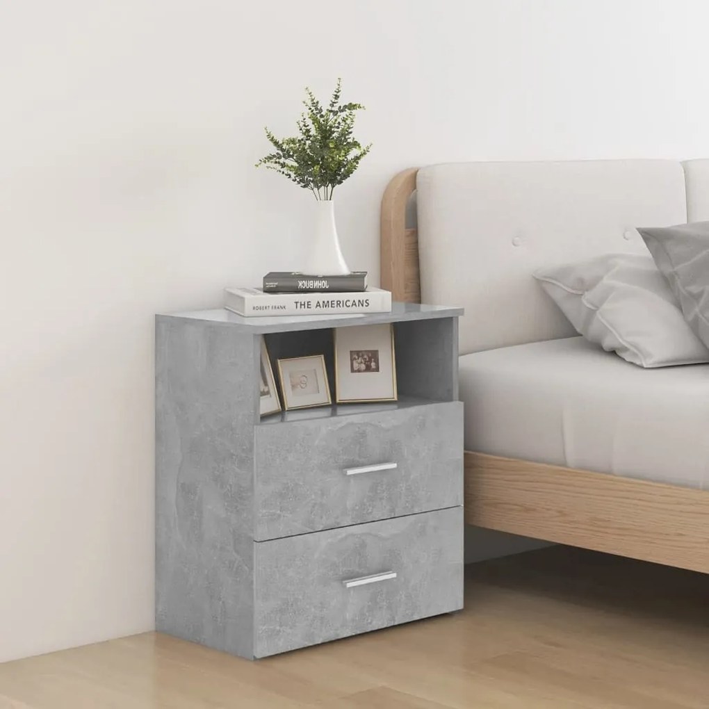 Mesas de cabeceira 2 pcs 50x32x60 cm cinzento-cimento