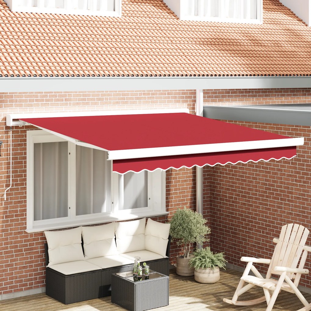 vidaXL Toldo Manual Retrátil Vermelho 350x250 cm